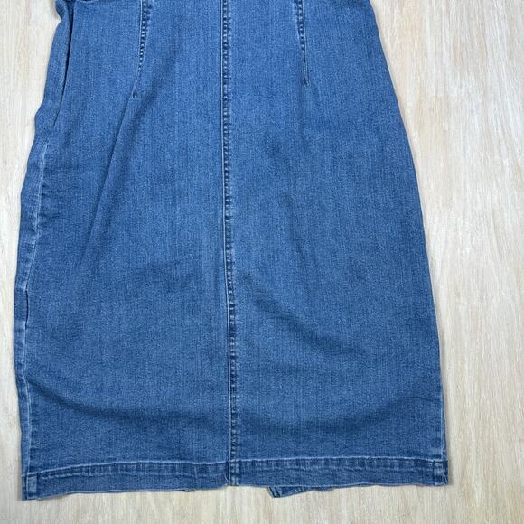 Vero Moda Blue Denim Button Front Sleeveless Bodycon Summer Midi Dress Large - Picture 12 of 12